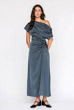 Load image into Gallery viewer, Chocolate Brown One Shoulder Ruched Midi Dress