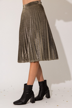 Load image into Gallery viewer, Gold Lurex Pleated Midi Skirt
