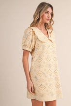 Load image into Gallery viewer, Pretty Little Doll Collar Floral Eyelet Striped Mini Dress