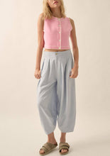 Load image into Gallery viewer, Baby Pink Button-Front Cropped Knit Top