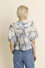 Load image into Gallery viewer, Blue Peony Floral Collar Blouse