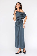 Load image into Gallery viewer, Chocolate Brown One Shoulder Ruched Midi Dress