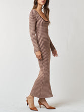 Load image into Gallery viewer, Two-Tone Long Sleeve Cable Knit Sweater Maxi Dress