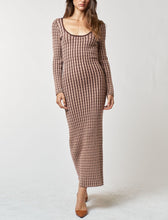 Load image into Gallery viewer, Two-Tone Long Sleeve Cable Knit Sweater Maxi Dress