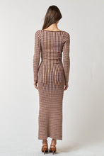Load image into Gallery viewer, Two-Tone Long Sleeve Cable Knit Sweater Maxi Dress
