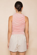 Load image into Gallery viewer, Pretty Little Rose Pink Ruched Mesh Top