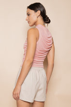 Load image into Gallery viewer, Pretty Little Rose Pink Ruched Mesh Top