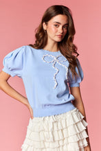Load image into Gallery viewer, Pretty Little Bow Puff Sleeve Knit Top