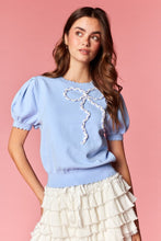 Load image into Gallery viewer, Pretty Little Bow Puff Sleeve Knit Top