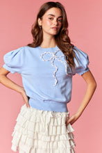 Load image into Gallery viewer, Pretty Little Bow Puff Sleeve Knit Top