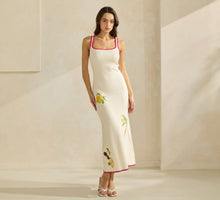 Load image into Gallery viewer, Amalfi Coast Lemon Embroidered Sweater Dress