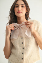 Load image into Gallery viewer, Pretty Little Chiffon Bow Cardigan Sweater