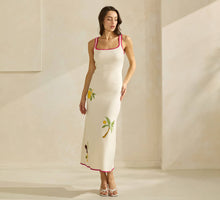 Load image into Gallery viewer, Amalfi Coast Lemon Embroidered Sweater Dress