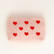 Load image into Gallery viewer, Hearts Pink Sherpa Teddy Pouch
