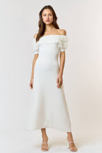 Load image into Gallery viewer, Tulle Ruffle Off Shoulder Sweater Midi Dress
