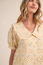 Load image into Gallery viewer, Pretty Little Doll Collar Floral Eyelet Striped Mini Dress