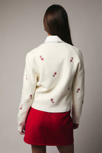 Load image into Gallery viewer, Candy Cane Embroidered Cardigan Sweater