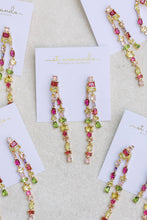 Load image into Gallery viewer, Sunset Toned Crystal Layered Duster Statement Earrings