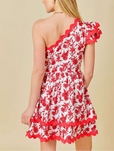 Load image into Gallery viewer, Ric Rac Floral One Shoulder Mini Dress