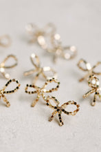 Load image into Gallery viewer, Mini Gold Beaded Statement Bow Earrings