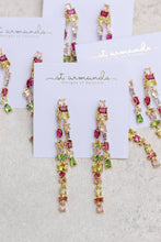 Load image into Gallery viewer, Sunset Toned Crystal Layered Duster Statement Earrings