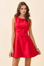 Load image into Gallery viewer, Fit & Flare Front Triple Bow Accent Dress
