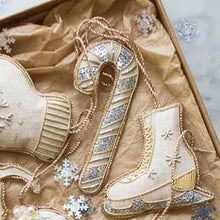 Load image into Gallery viewer, Candy Cane Irish Linen Holiday Ornament