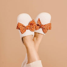 Load image into Gallery viewer, Fall Flora Betty Bow Fuzzy Slippers