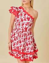 Load image into Gallery viewer, Ric Rac Floral One Shoulder Mini Dress