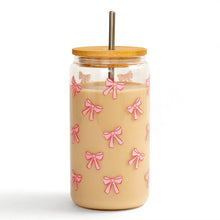 Load image into Gallery viewer, Pink Bows Coffee Glass Can