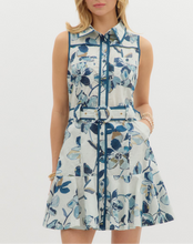 Load image into Gallery viewer, Navy Floral Print Belted Dress