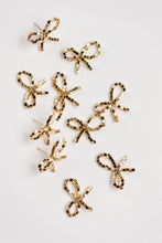 Load image into Gallery viewer, Mini Gold Beaded Statement Bow Earrings