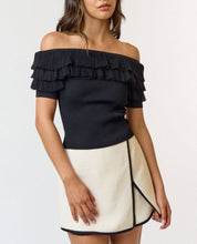 Load image into Gallery viewer, Tulle Ruffle Off The Shoulder Sweater Top