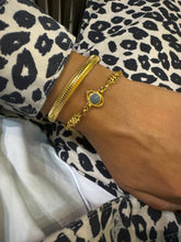 Load image into Gallery viewer, Golden Evil Eye Bangle Bracelet Duo