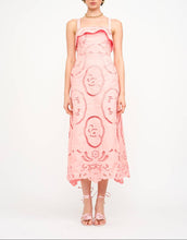 Load image into Gallery viewer, Palermo Embroidered Coral Midi Dress
