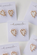 Load image into Gallery viewer, Pearl Studded Pink Tortoise Statement Stud Heart Earrings