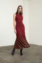 Load image into Gallery viewer, Mock Neck Shimmer Pleated Midi Sweater Dress