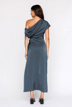 Load image into Gallery viewer, Chocolate Brown One Shoulder Ruched Midi Dress