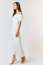Load image into Gallery viewer, Tulle Ruffle Off Shoulder Sweater Midi Dress