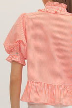 Load image into Gallery viewer, The Bridgehampton Orange Striped Puff Sleeve Top