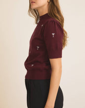 Load image into Gallery viewer, Mock Neck 'Martini' Embroidered Knit Top