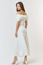 Load image into Gallery viewer, Tulle Ruffle Off Shoulder Sweater Midi Dress