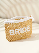 Load image into Gallery viewer, "Bride" Straw Zip Pouch