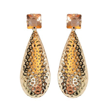 Load image into Gallery viewer, Rosé Bubbles Hammered Rose Gold Statement Earrings