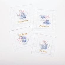 Load image into Gallery viewer, High Tea Embroidered Cocktail Napkin Set
