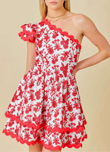 Load image into Gallery viewer, Ric Rac Floral One Shoulder Mini Dress