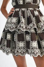 Load image into Gallery viewer, Brown Ivory Embroidered Tiered Dress