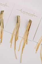 Load image into Gallery viewer, Skinny Gold Tassel Minimalist Statement Earrings