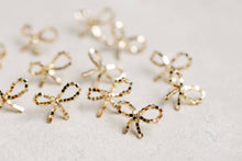Load image into Gallery viewer, Mini Gold Beaded Statement Bow Earrings