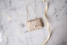 Load image into Gallery viewer, Quilted Pearl Handbag Irish Linen Hanging Decor